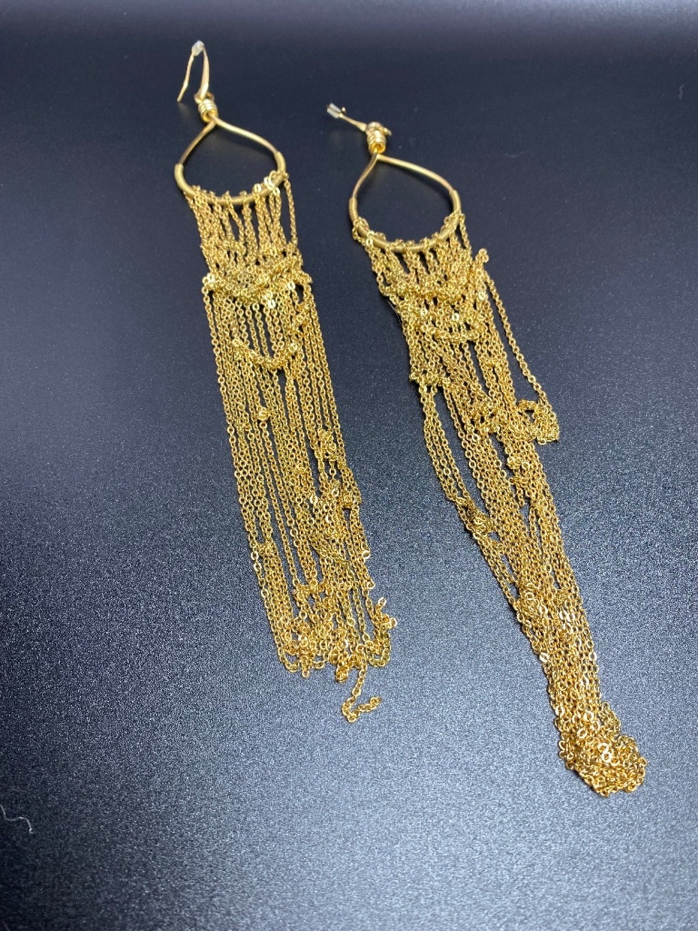 Diane von Furstenburg (DVF) Gold Tone Wrapped Chain Chandelier Earrings - Signed